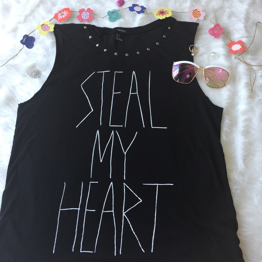 Forever 21 "Steal My Heart" Muscle Tank Top