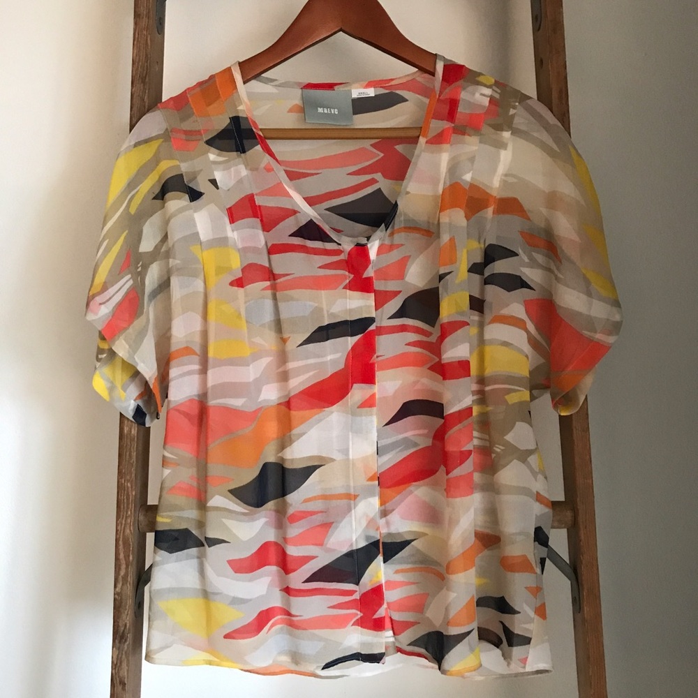 Anthropologie Maeve Silk Abstract Blouse