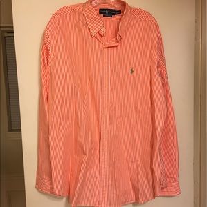2XL POLO white and orange stripe long sleeve shirt