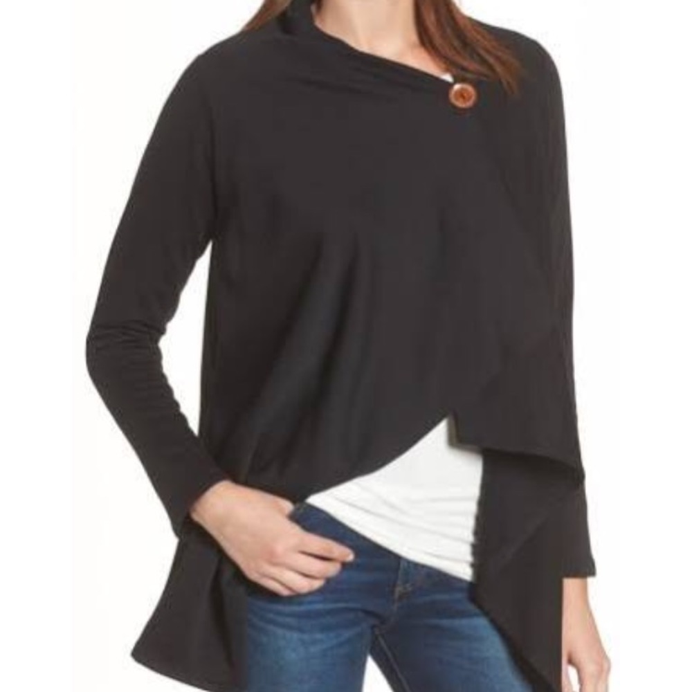 Bobeau one-button wrap cardigan