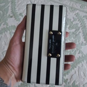 Kate spade black and white stripe wallet