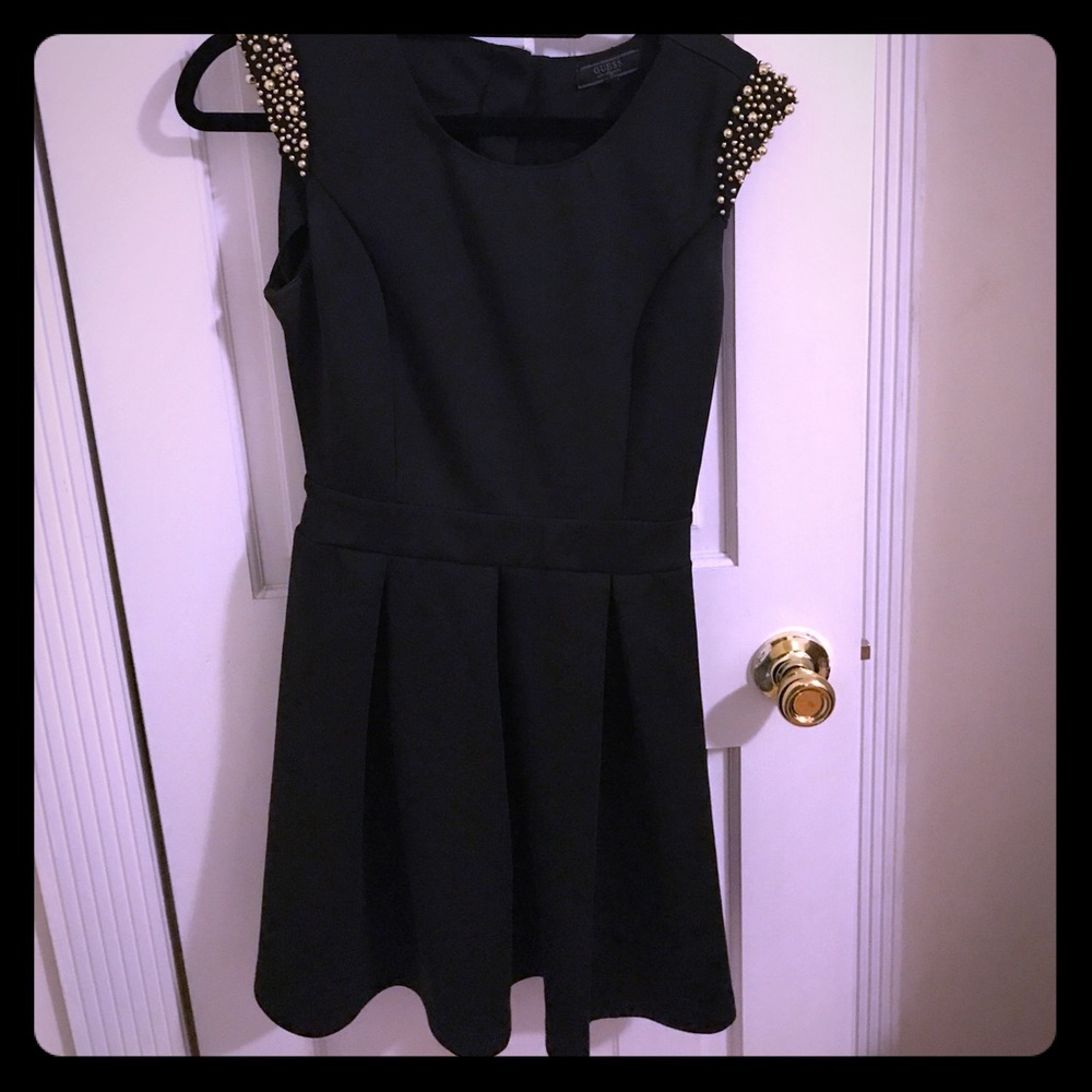 Guess gold embellished sleeved black dress