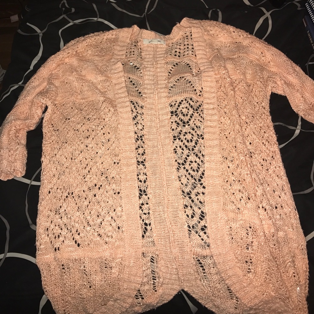 Sheer peach cardigan xs