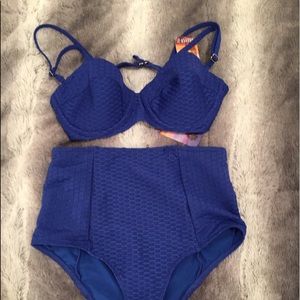 Royal blue high waisted bikini