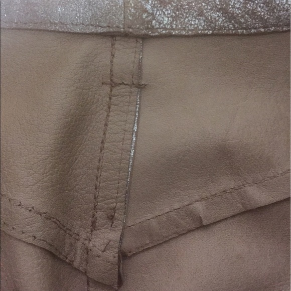 Light Tan Leather Skirt with Metallic Gold Finish - Picture 8 of 8