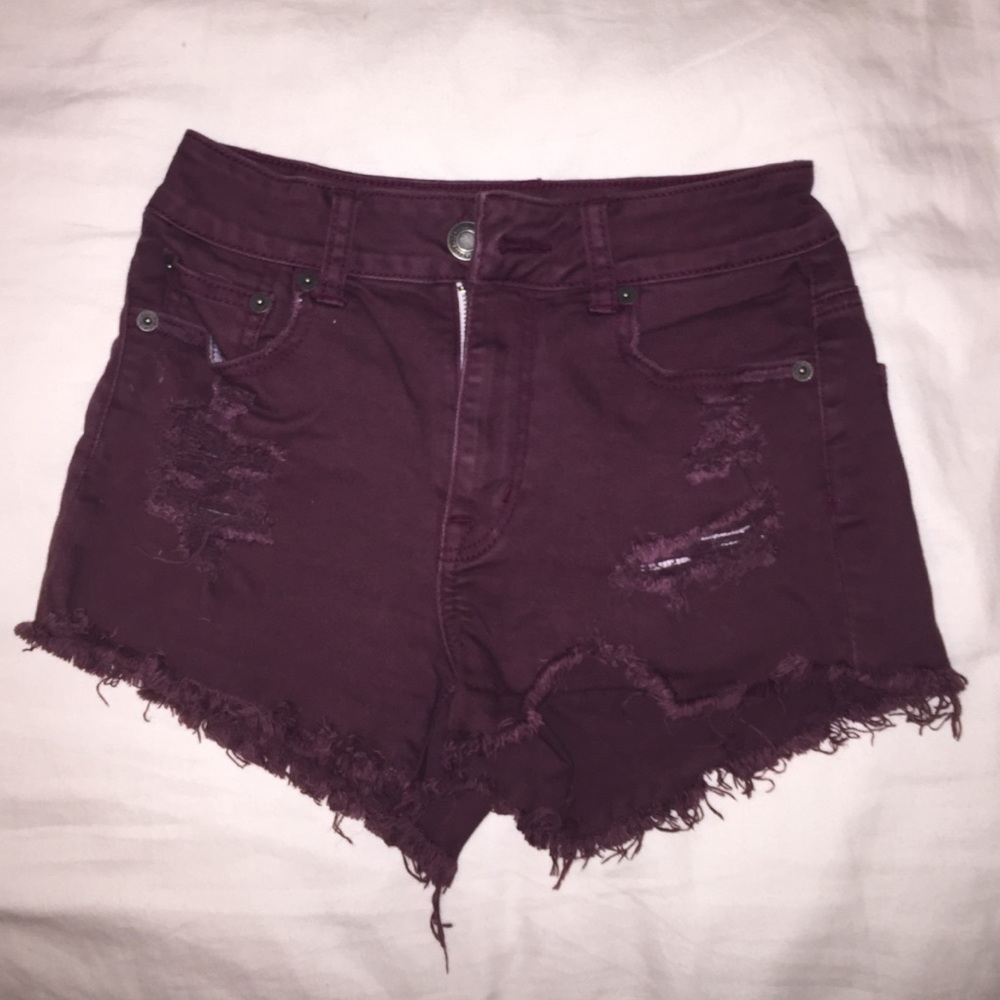 High waisted distressed shorts