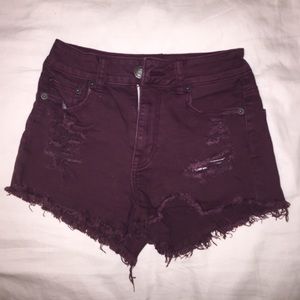 High waisted distressed shorts