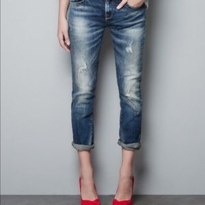 Zara straight leg cropped jeans