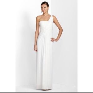 Strapless one shoulder BCBG formal dress