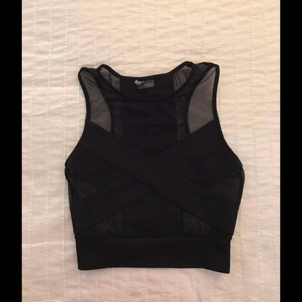 Urban Outfitters Black Mesh Crop Top