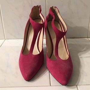 Nine West suede hot pink heels