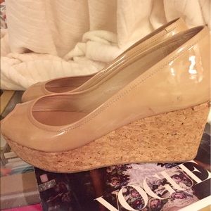 JIMMY CHOO -  Natural Purdey Cork Wedge Pumps