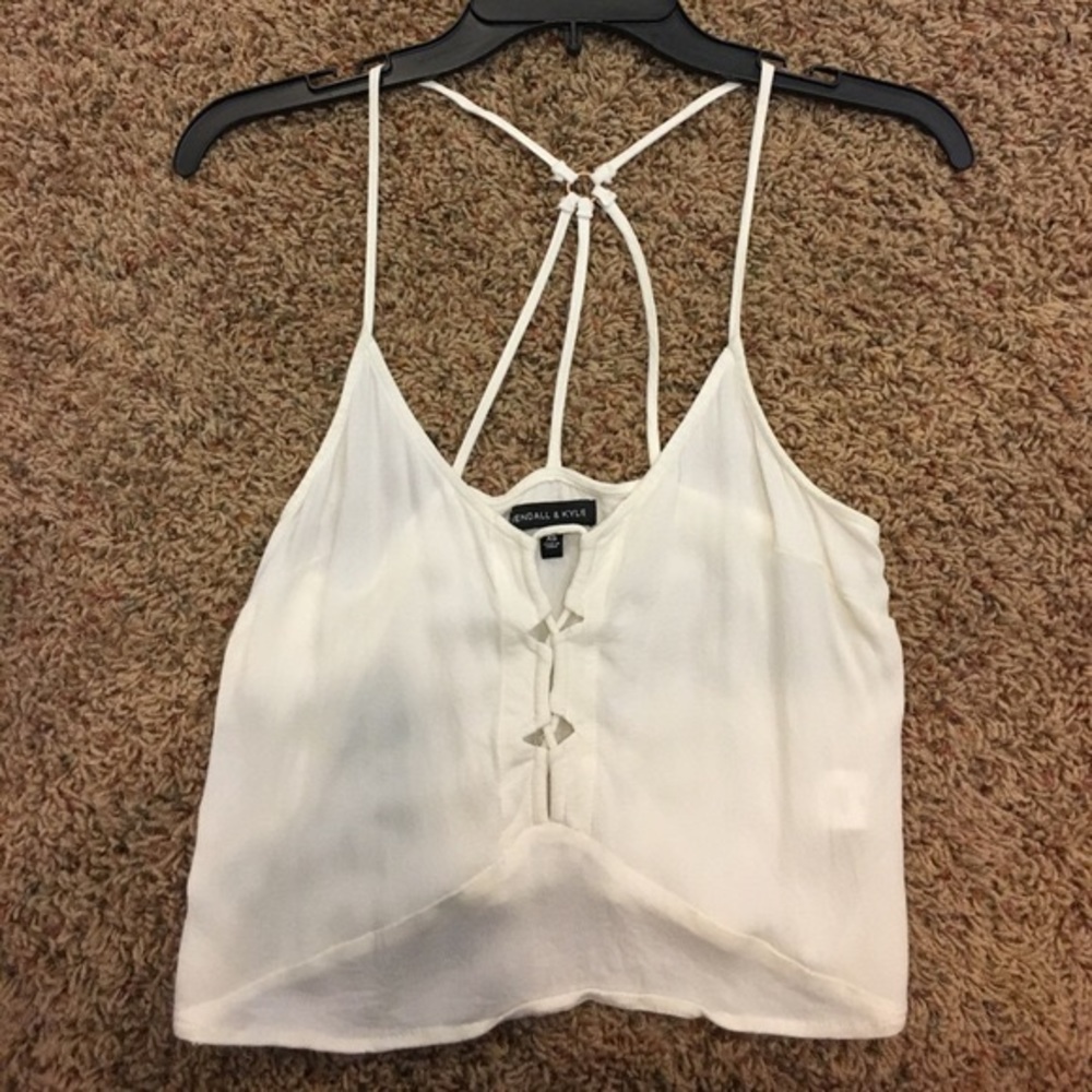 NWOT Kendall & Kylie white strappy Crop Top