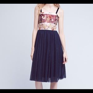 Anthropology navy tulle dress