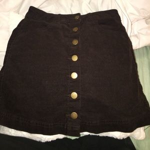Brown Corduroy Button Up Skirt