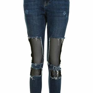 Topshop Moto Lucas Boyfriend Mesh Insert Jeans