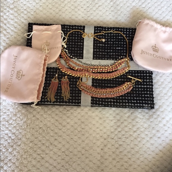 JUICY COUTURE DIAMOND NECKLACE EARRINGS BRACELET VINTAGE - Picture 5 of 5