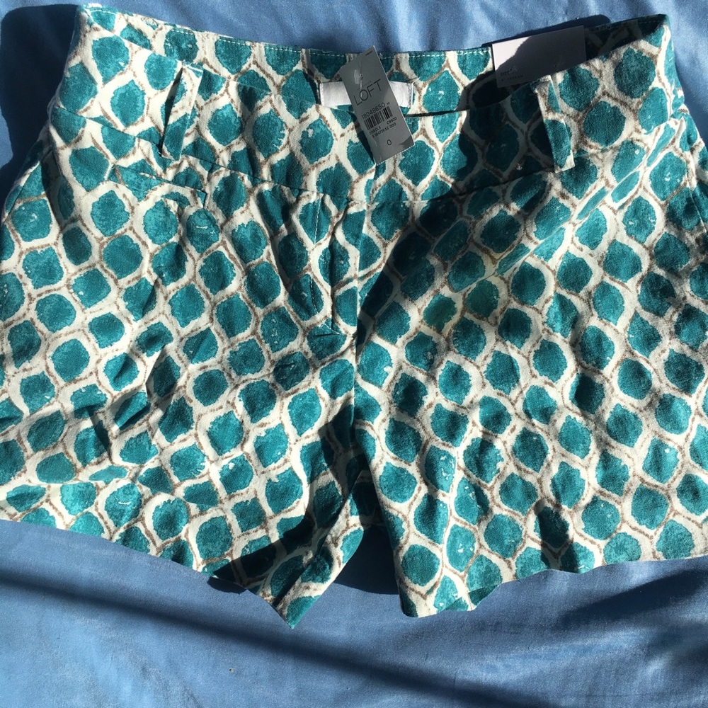 LOFT 4" rivera short in teal diamond print