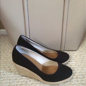 G.H. Bass Black Canvas Espadrille Heels