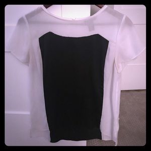 Women's white and Black Color Block Blouse