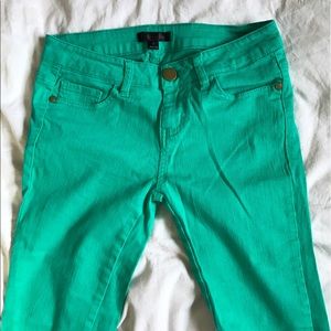 Teal skinny ankle jeans