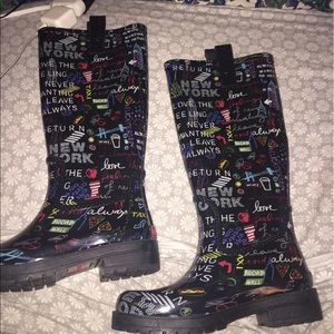 New York City black rain boots