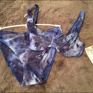 Blue Bikini Boho Bleach Thunder Pattern