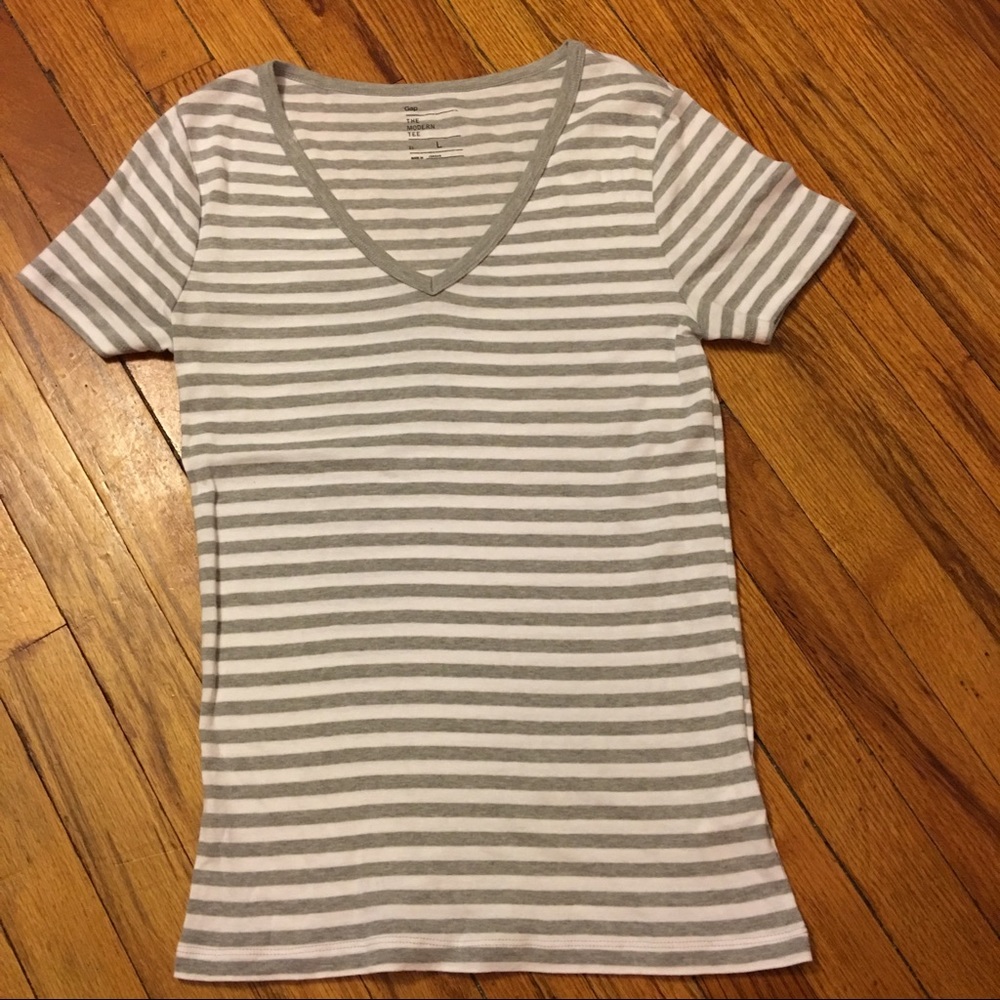 GAP the modern tee, Large, grey & white stripes