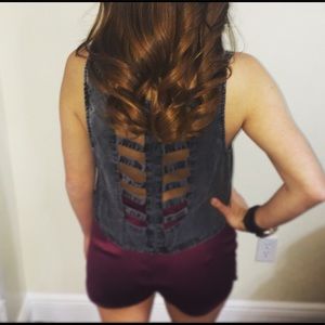 Brandy Melville Gray Open Back Crop Top