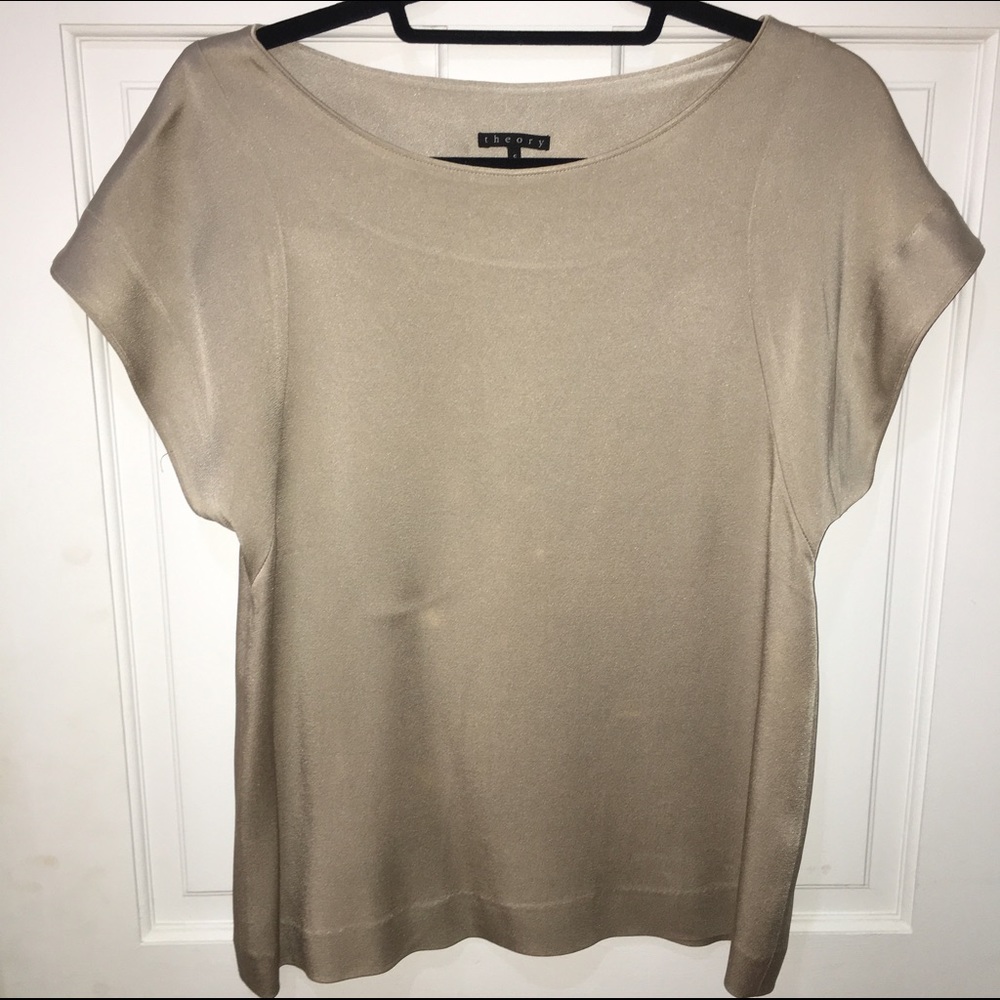 Theory metallic silk top