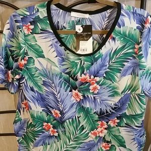 Floral Hawaiian Tunic Blouse NWT