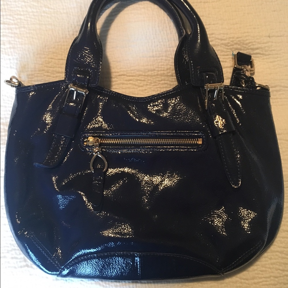 Cole Haan patent blue purse
