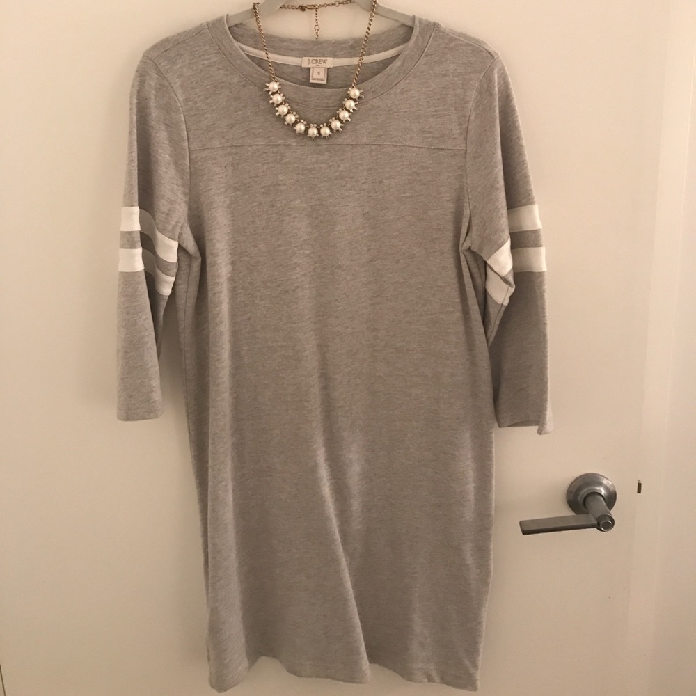 J. Crew Gray sweatshirt dress w/ white stripe