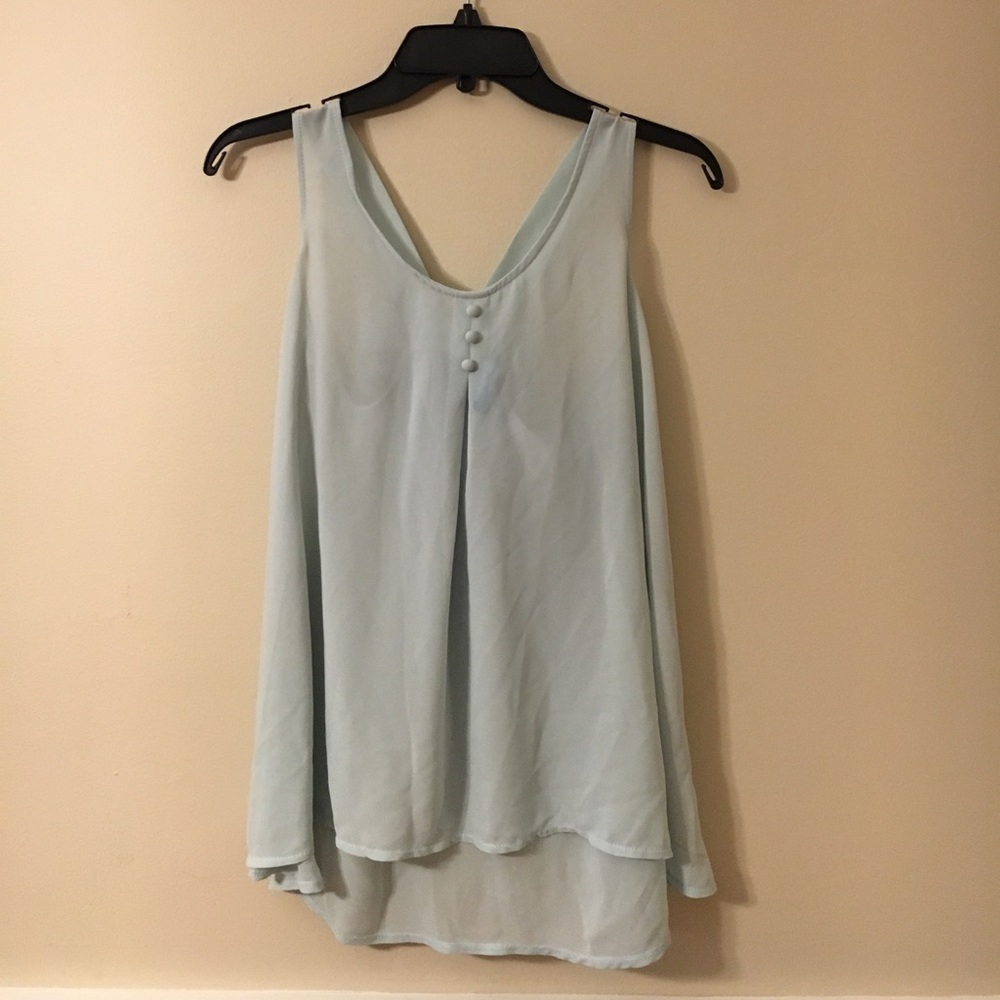 BUTTONS Sheer Mint Flowy Tank