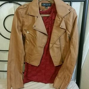 Light Brown Tan Faux Leather Jacket - Love Culture