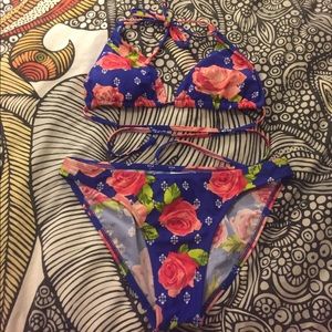 Blue Floral Bikini Set