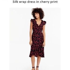 J.crew Silk Wrap Dress in Cherry print size8