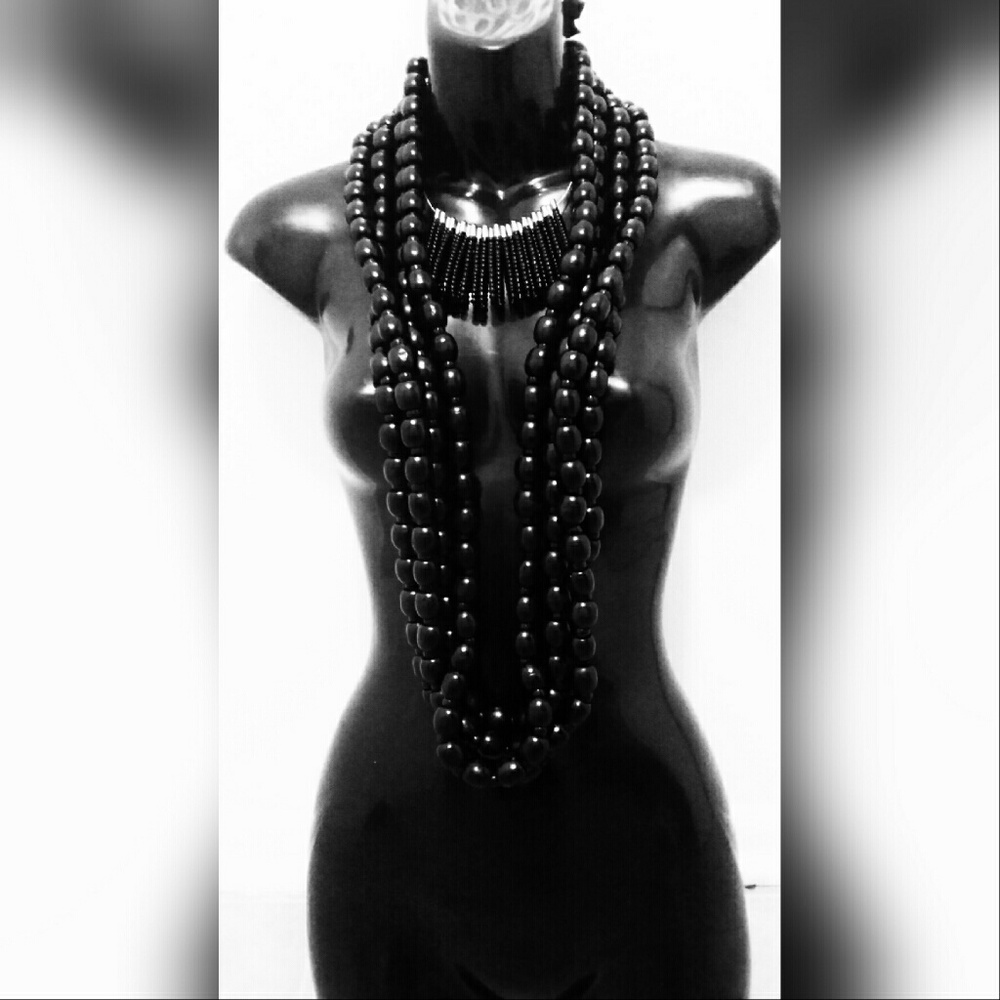 Black African Wood Bead Necklace