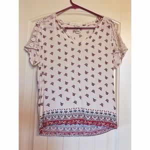 Lace Shouldered Floral Blouse