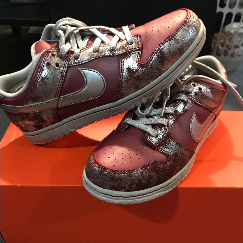 Like New Red/Metallic Silver Nike Dunks