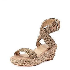 Stuart Weitzman Elixir Tan Espadrille WedgeSize8M