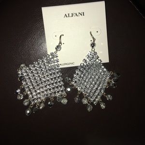 Alfani Silver tone drape mesh earrings