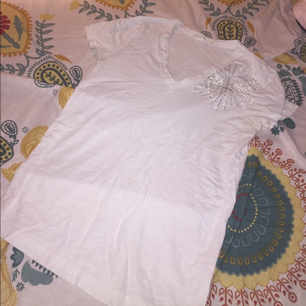 Beaded Starburst V-Neck TShirt