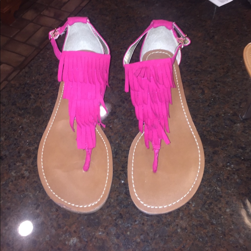 Fuchsia Fringe Sandals