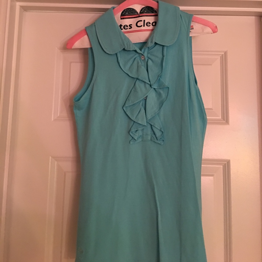 Lilly Pulitzer blue collared ruffle tank
