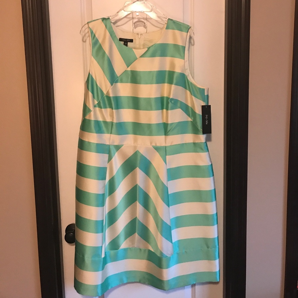 BNWT ivy + blu Plus Sized Mint Striped Party Dress