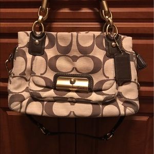 Coach Purse.  Linen fabric with brown "C"