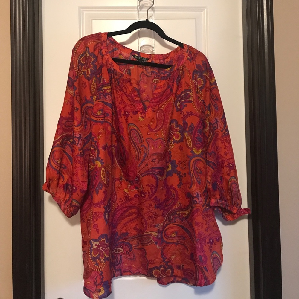 100% Silk Lauren Ralph Lauren Pucci Peasant Blouse