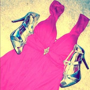 pink summer day or night out dress matching heels