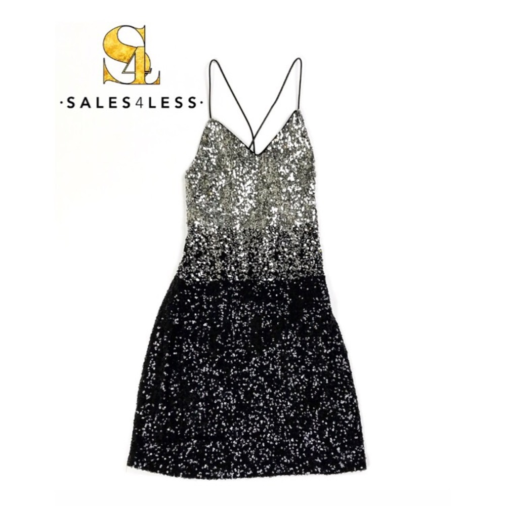 Nasty Gal Sequence silver/black mini dress